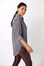 Blue Check Chiffon Gatsby Shirt - SALE