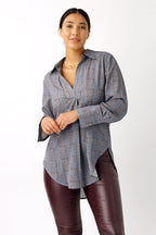 Blue Check Chiffon Gatsby Shirt - SALE