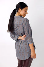 Blue Check Chiffon Gatsby Shirt - SALE