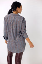 Blue Check Chiffon Gatsby Shirt - SALE