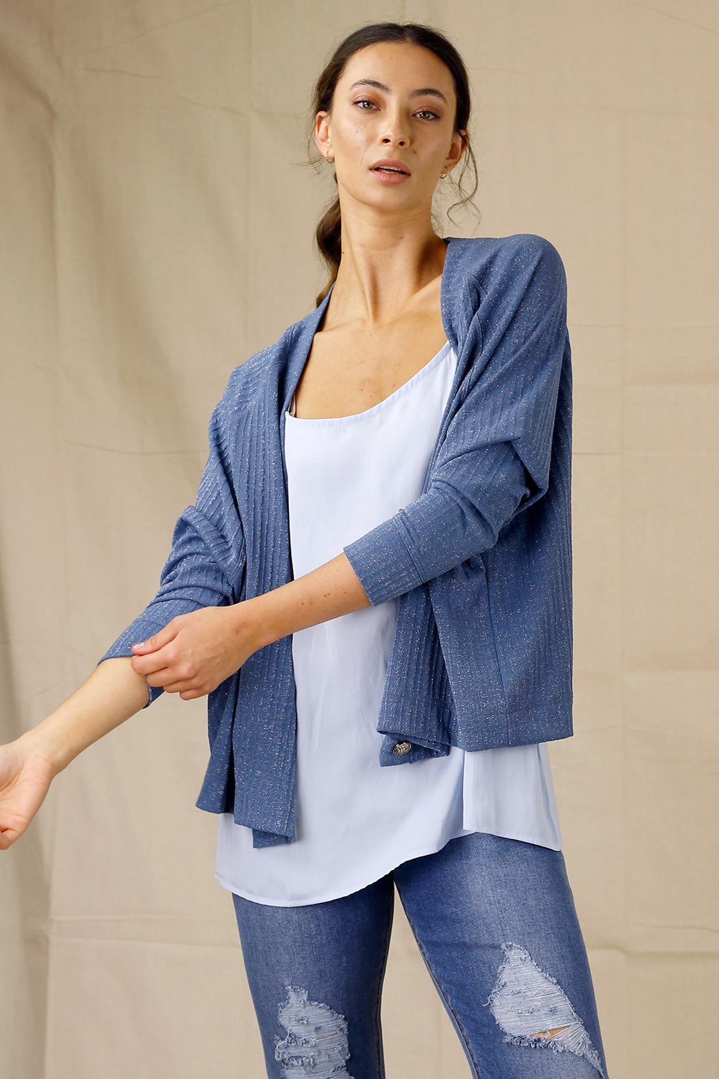 Denim Twinkle Crop Cardi - SALE