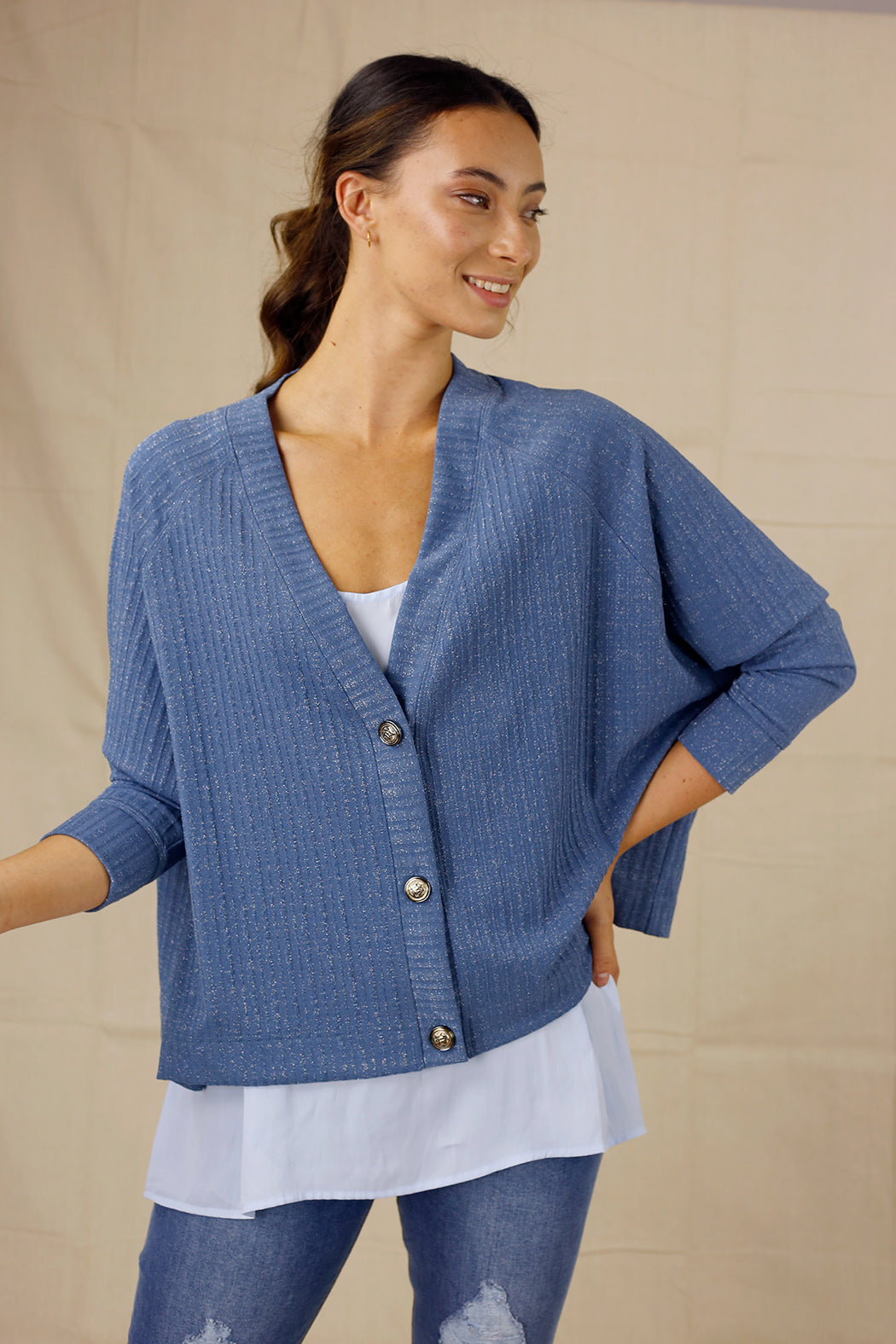 Denim Twinkle Crop Cardi - SALE