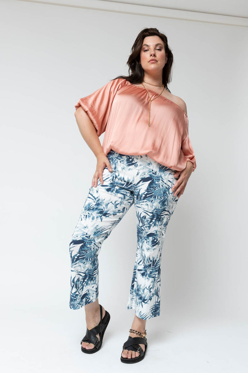 Blue And White Easy Days Stretch Pants - Final Sale