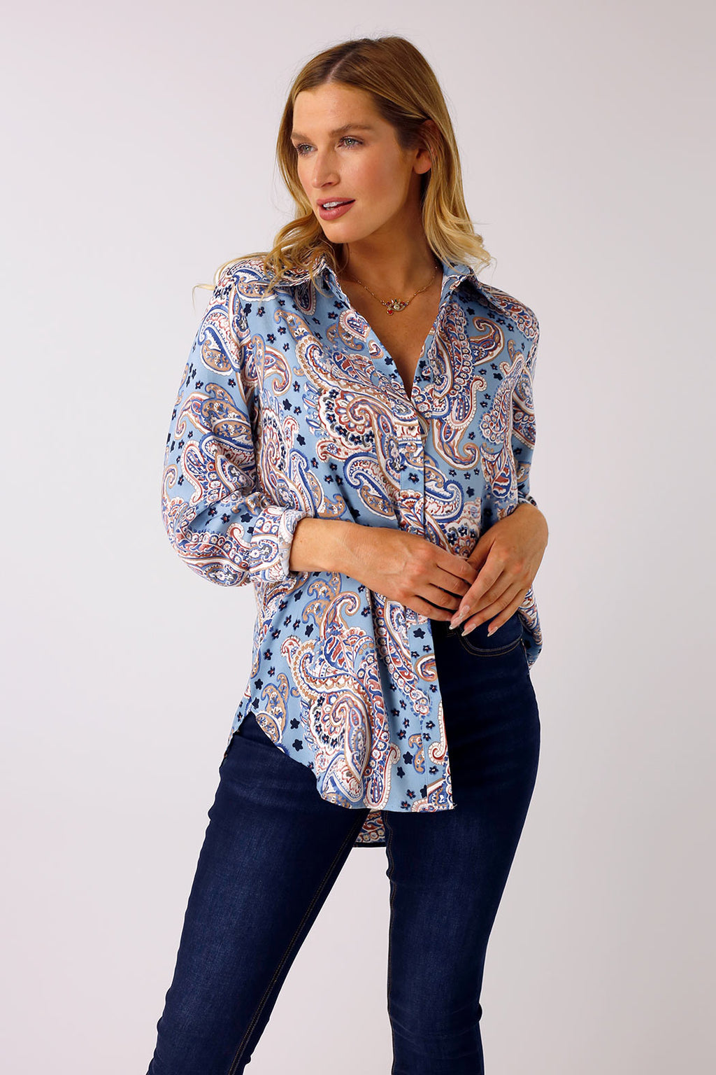 Paisley Silky Boyfriend Shirt