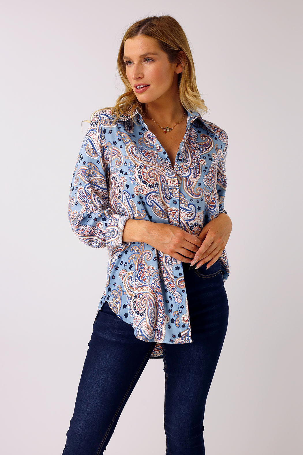 Paisley Silky Boyfriend Shirt