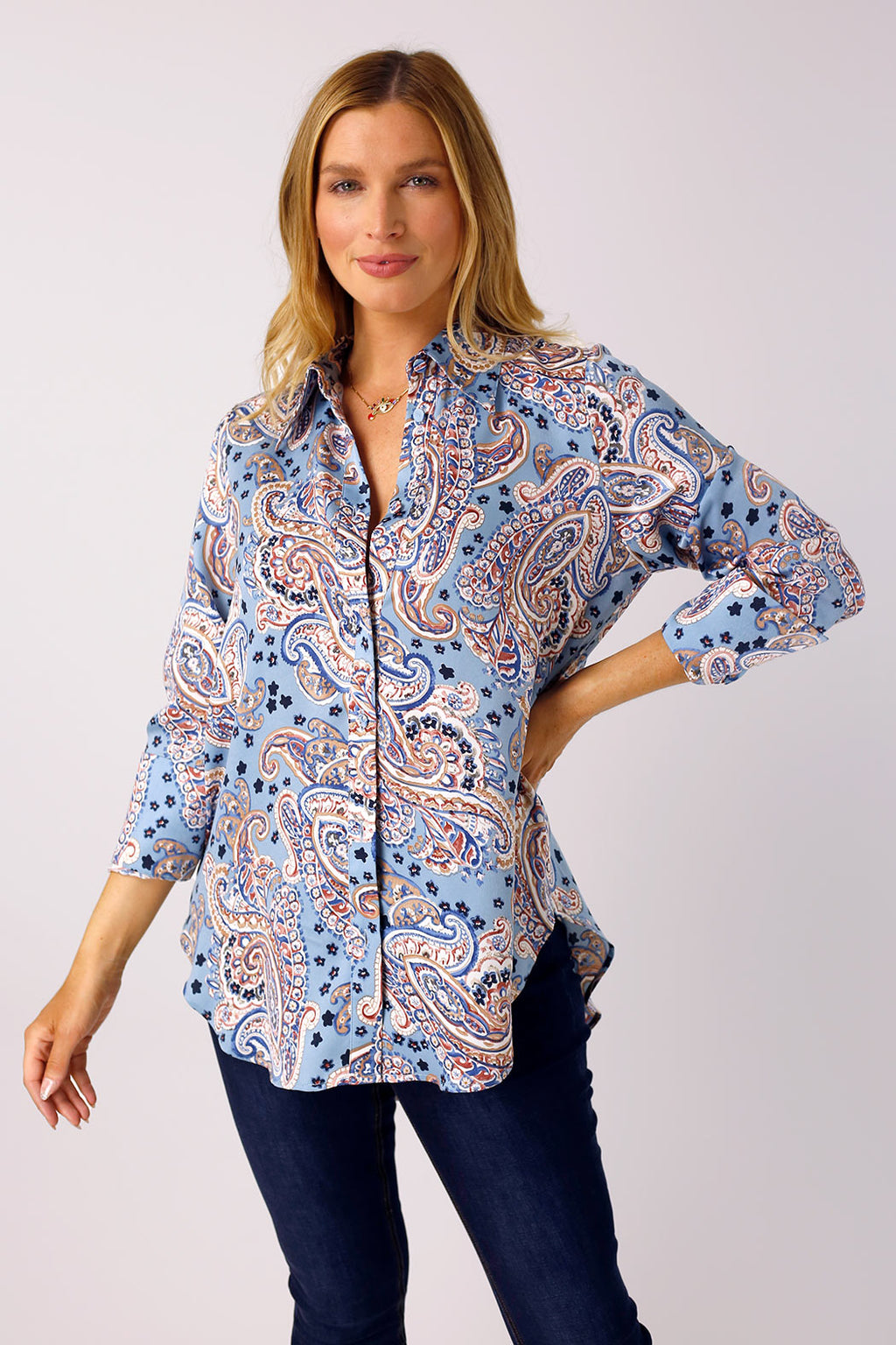 Paisley Silky Boyfriend Shirt