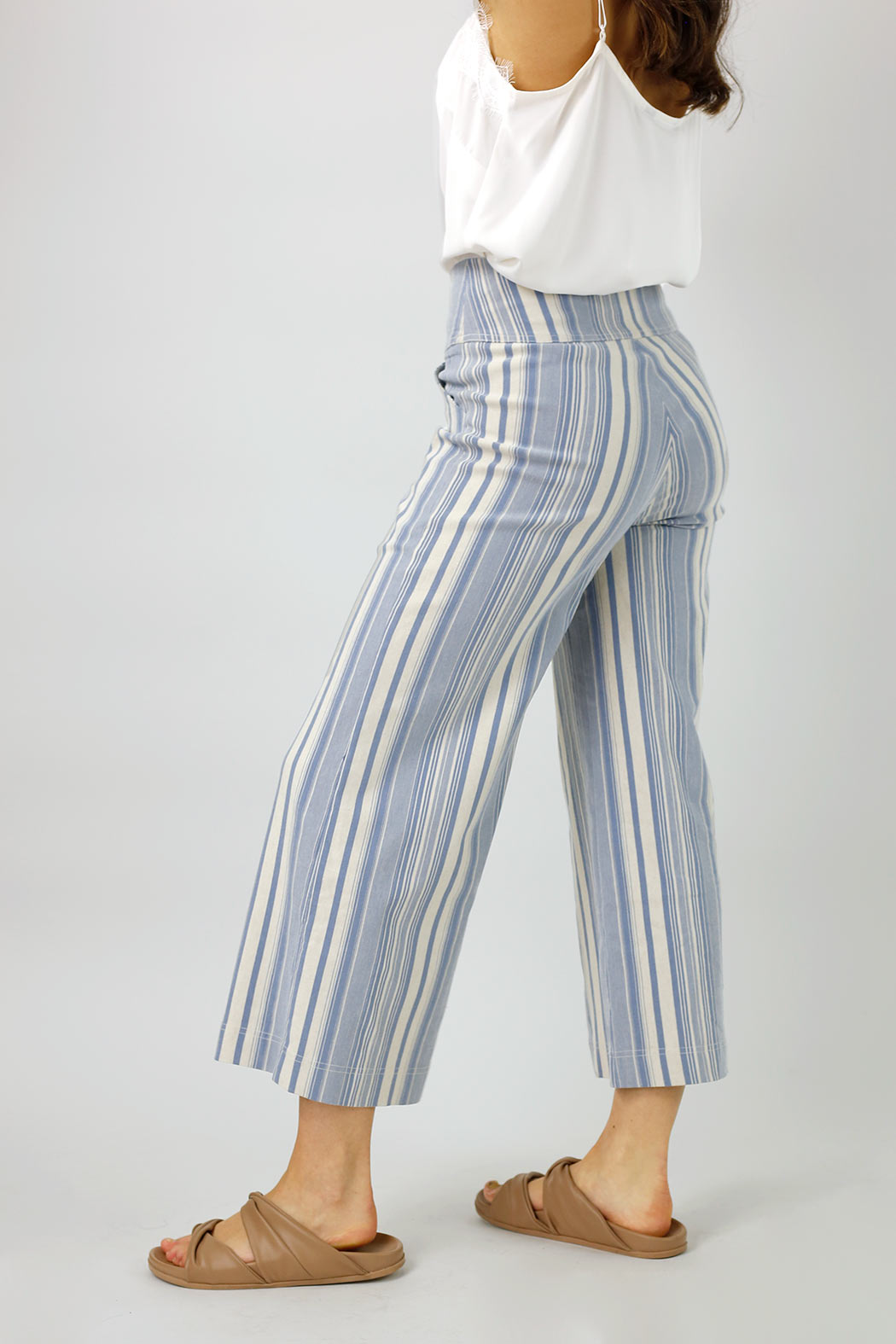 Blue Stripe Bengaline Jet Culotte - Final Sale