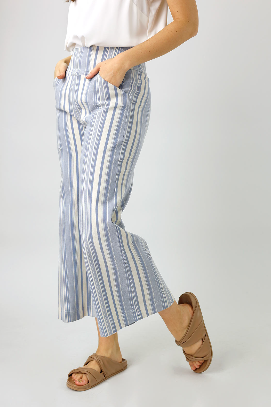 Blue Stripe Bengaline Jet Culotte - Final Sale