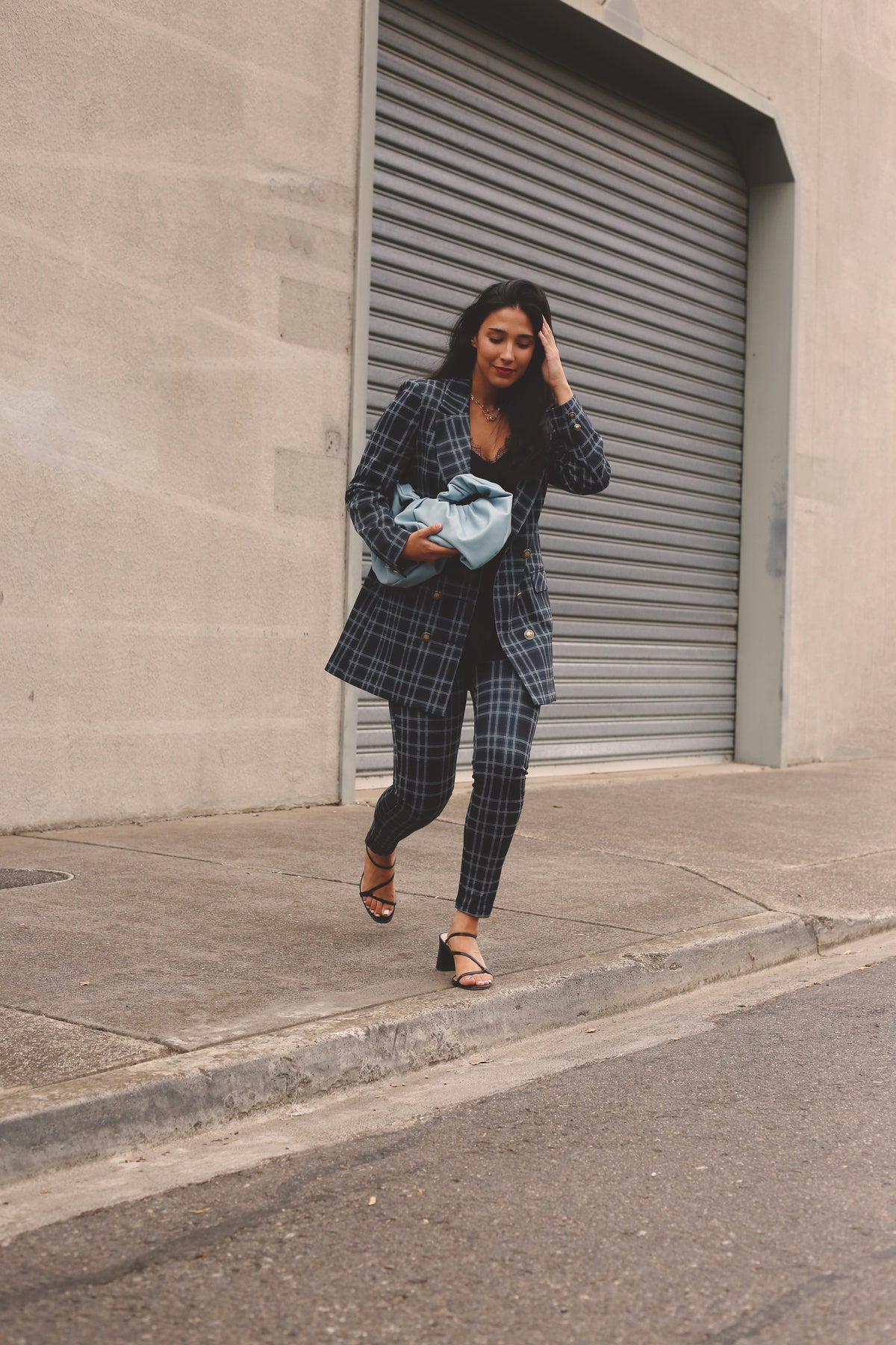Teal Tartan Ponte Slim Pant - FINAL SALE