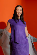 Purple Wave Bell Cap Sleeve Top