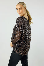 Copper Sequin Vee Neck Top - FINAL SALE