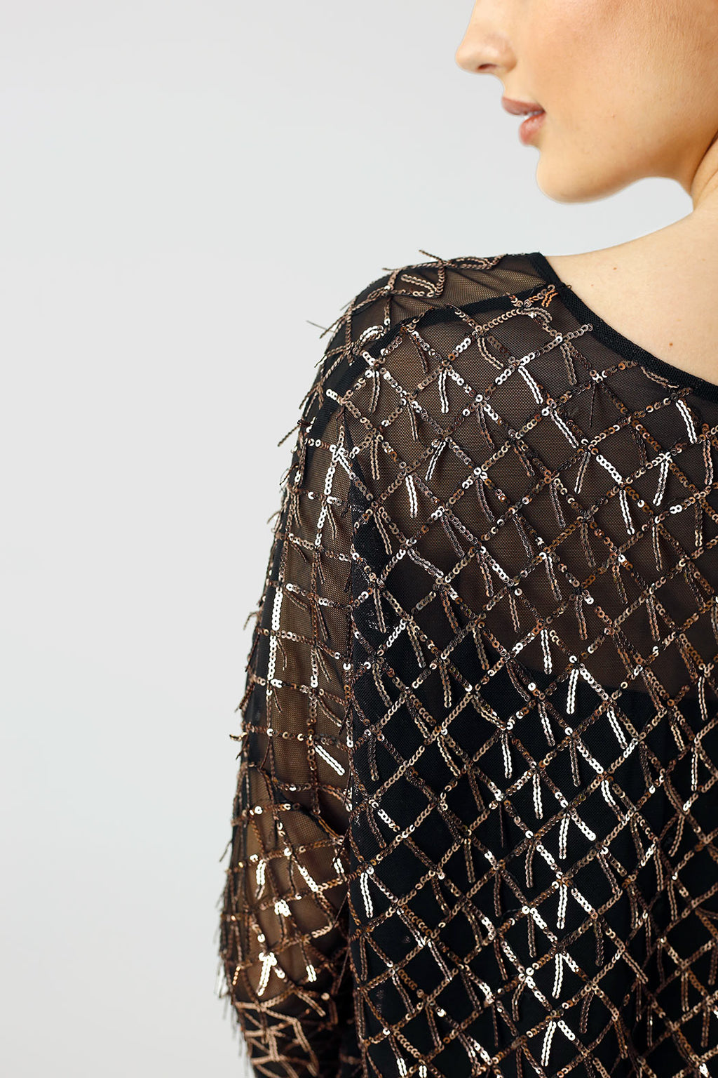 Copper Sequin Vee Neck Top - FINAL SALE