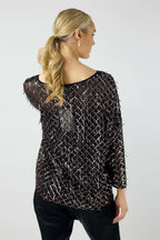 Copper Sequin Vee Neck Top - FINAL SALE