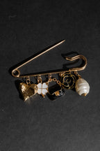 Gold Pin Brooch With Charms