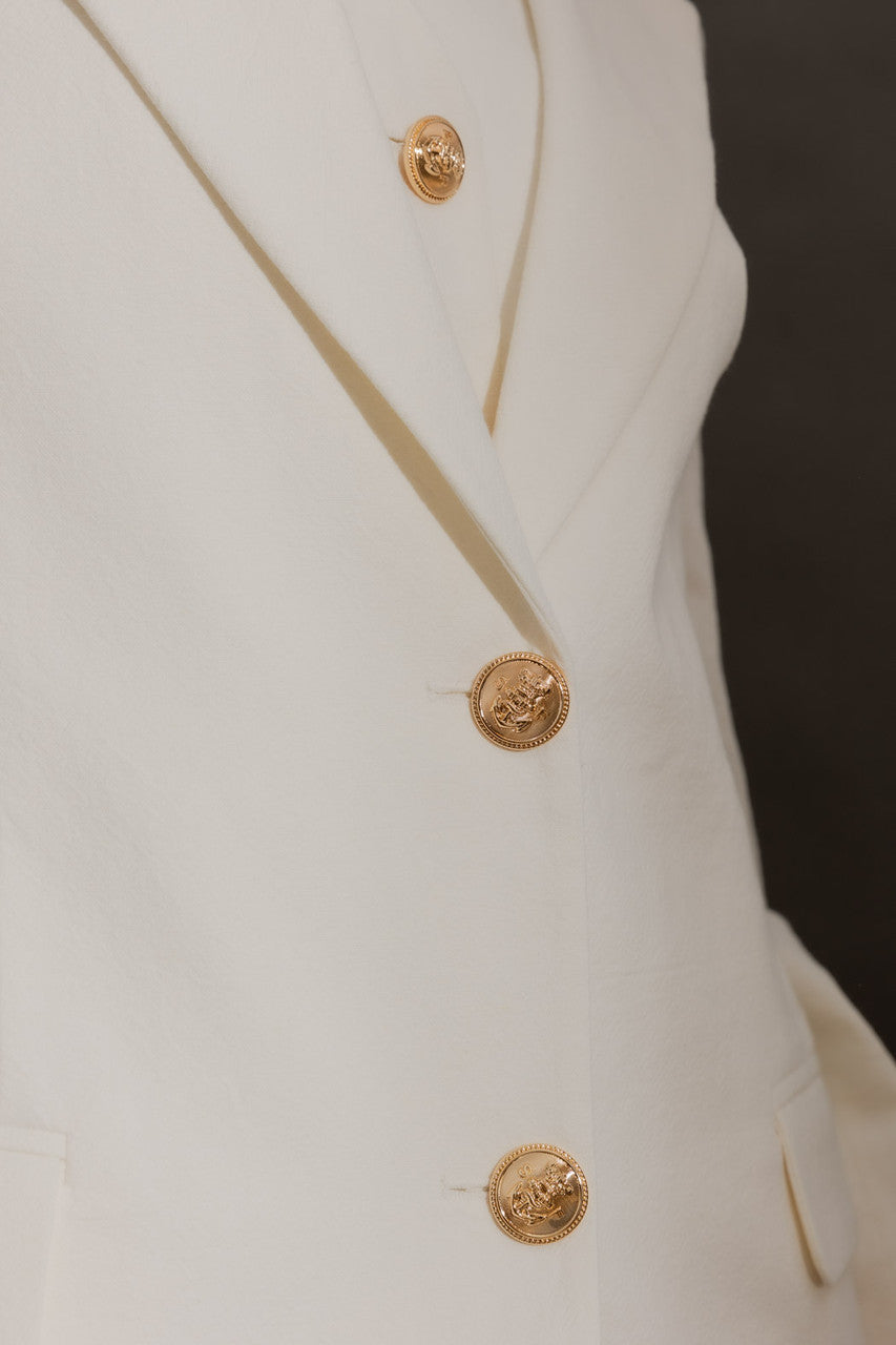 Ivory Sandwashed Linen Oversized Blazer