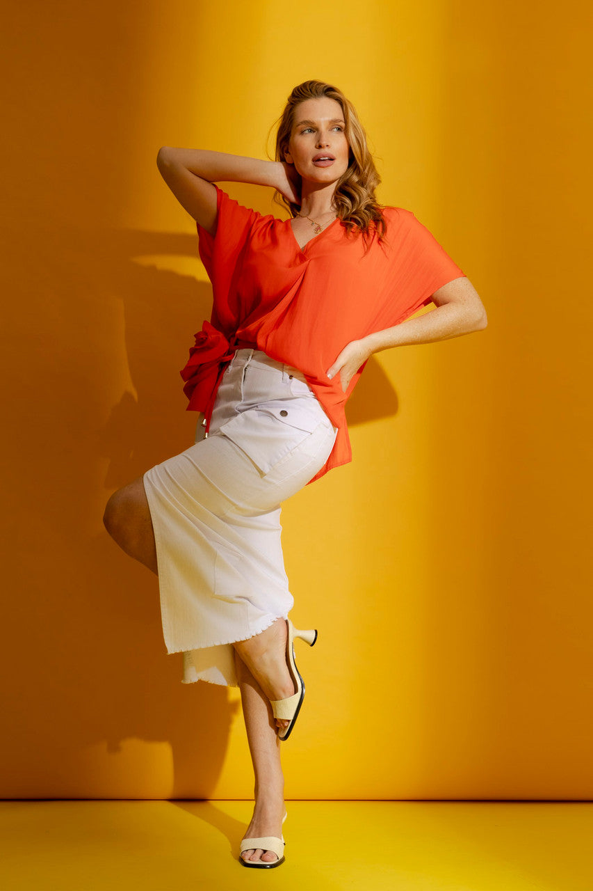 White Cargo Jean Skirt