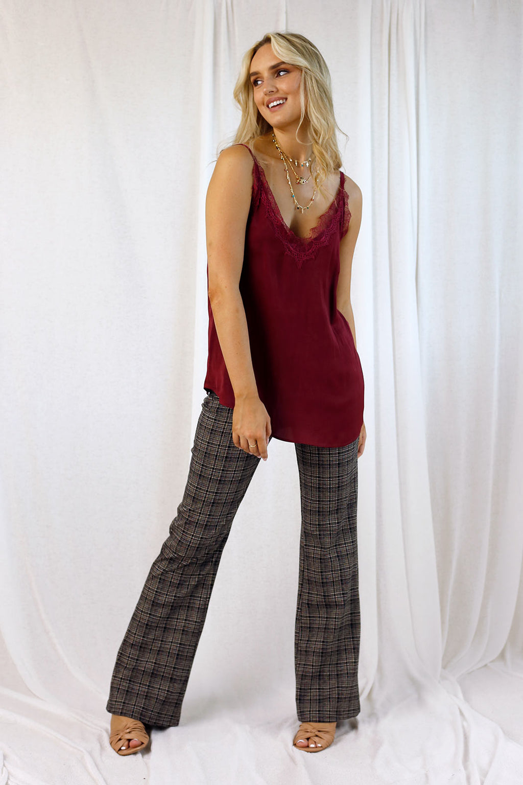 Wine Seta Lace Cami - SALE