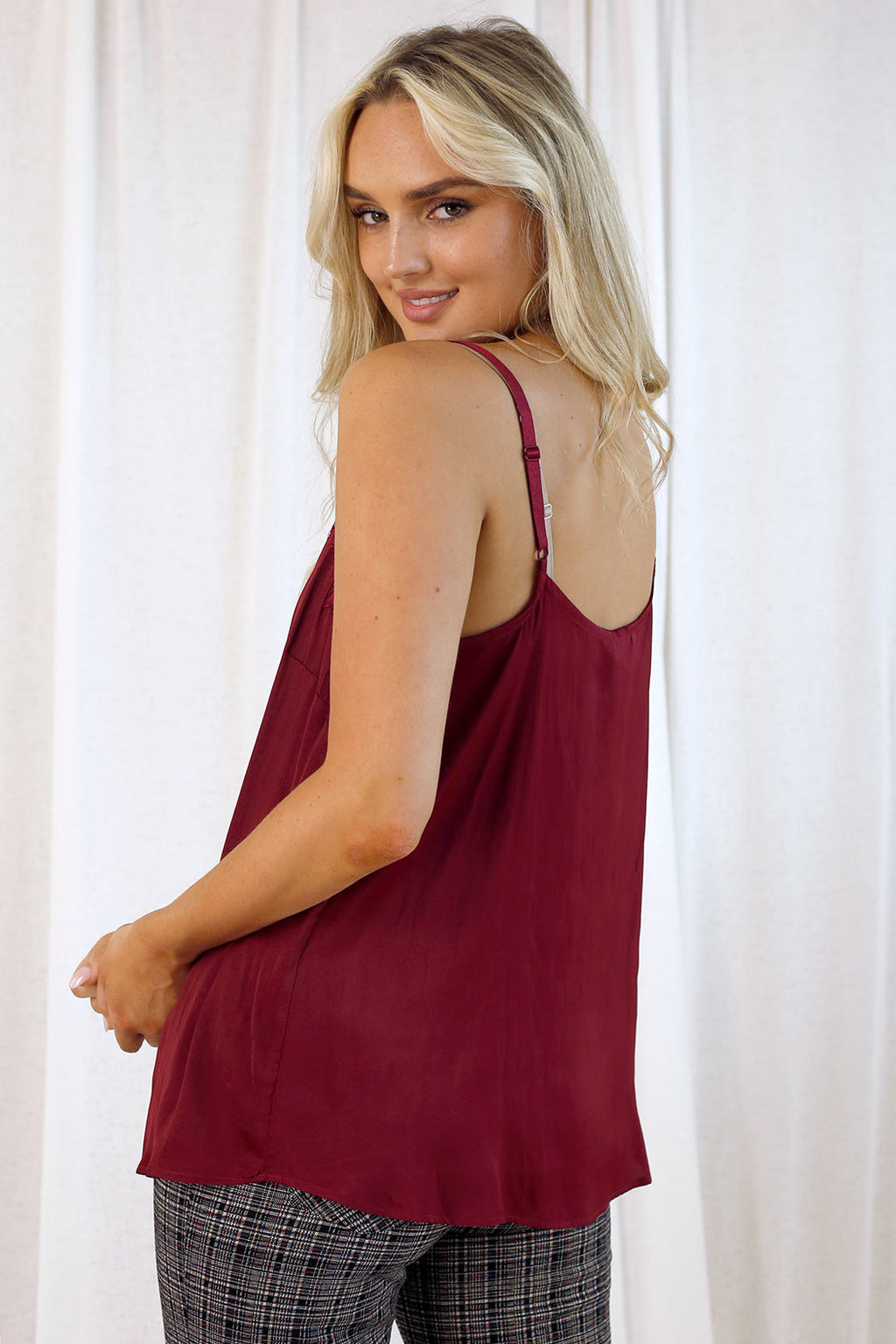 Wine Seta Lace Cami - SALE