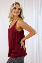 Wine Seta Lace Cami - SALE