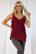 Wine Seta Lace Cami - SALE