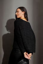 Black Fluffy Wonder Cardigan