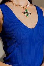 Cobalt Rib V Neck Cami