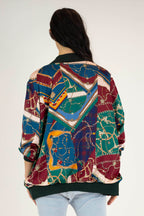 Teal Chain Silky Bomber Jacket - Sale