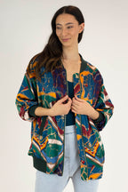 Teal Chain Silky Bomber Jacket - Sale