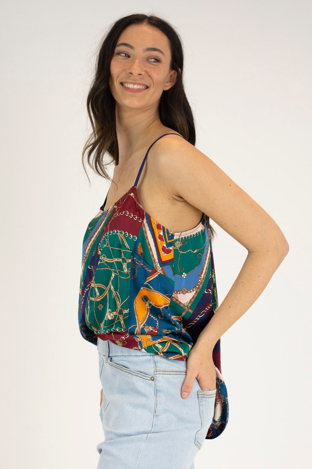 Teal Chain Silky Lily Cami - Final Sale