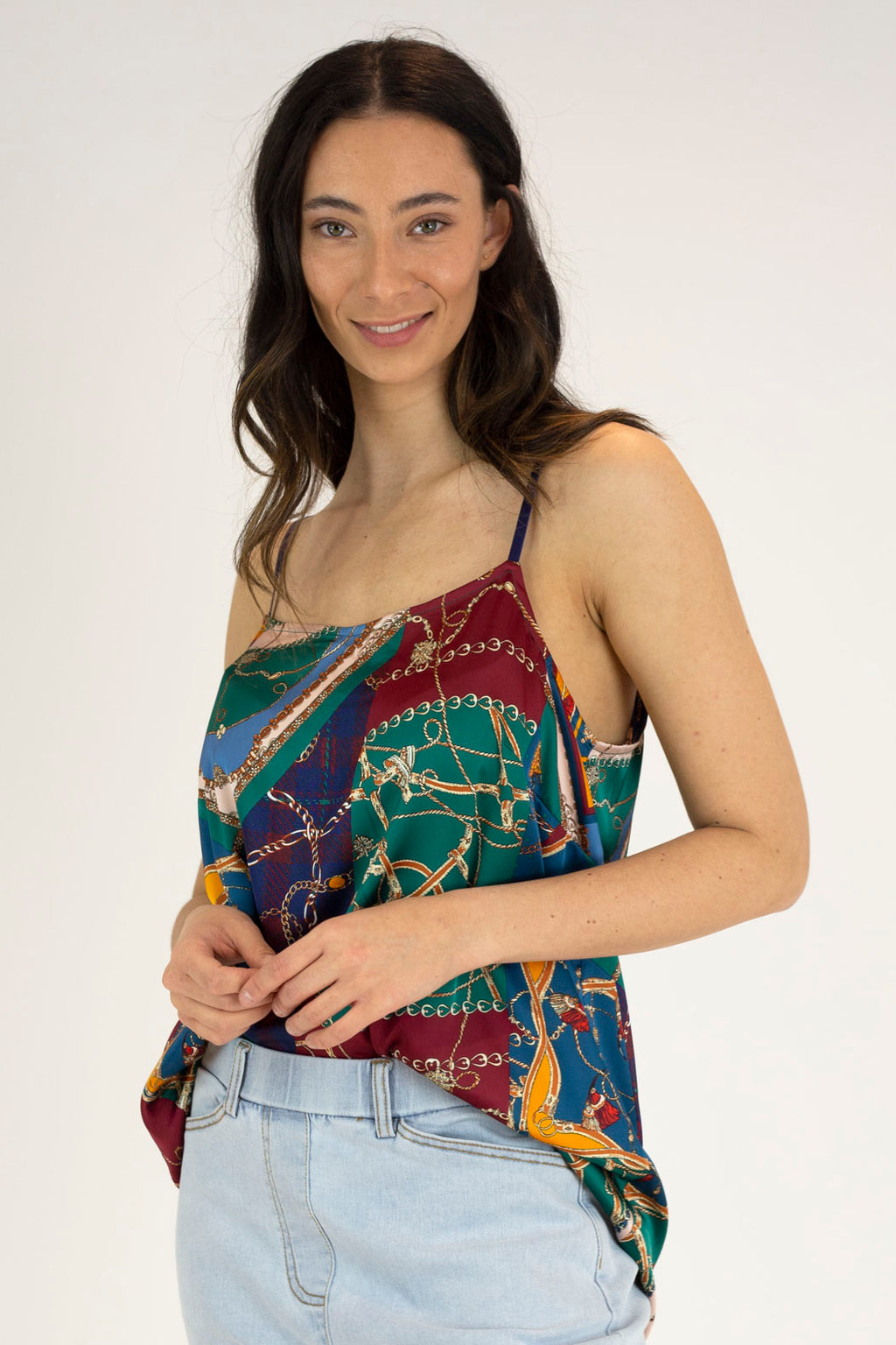 Teal Chain Silky Lily Cami - Final Sale