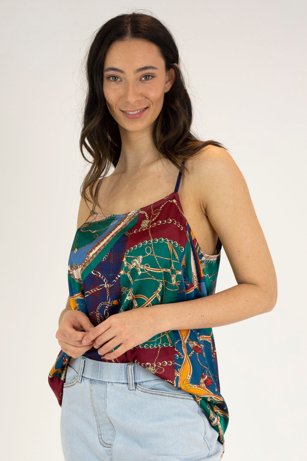 Teal Chain Silky Lily Cami - Final Sale