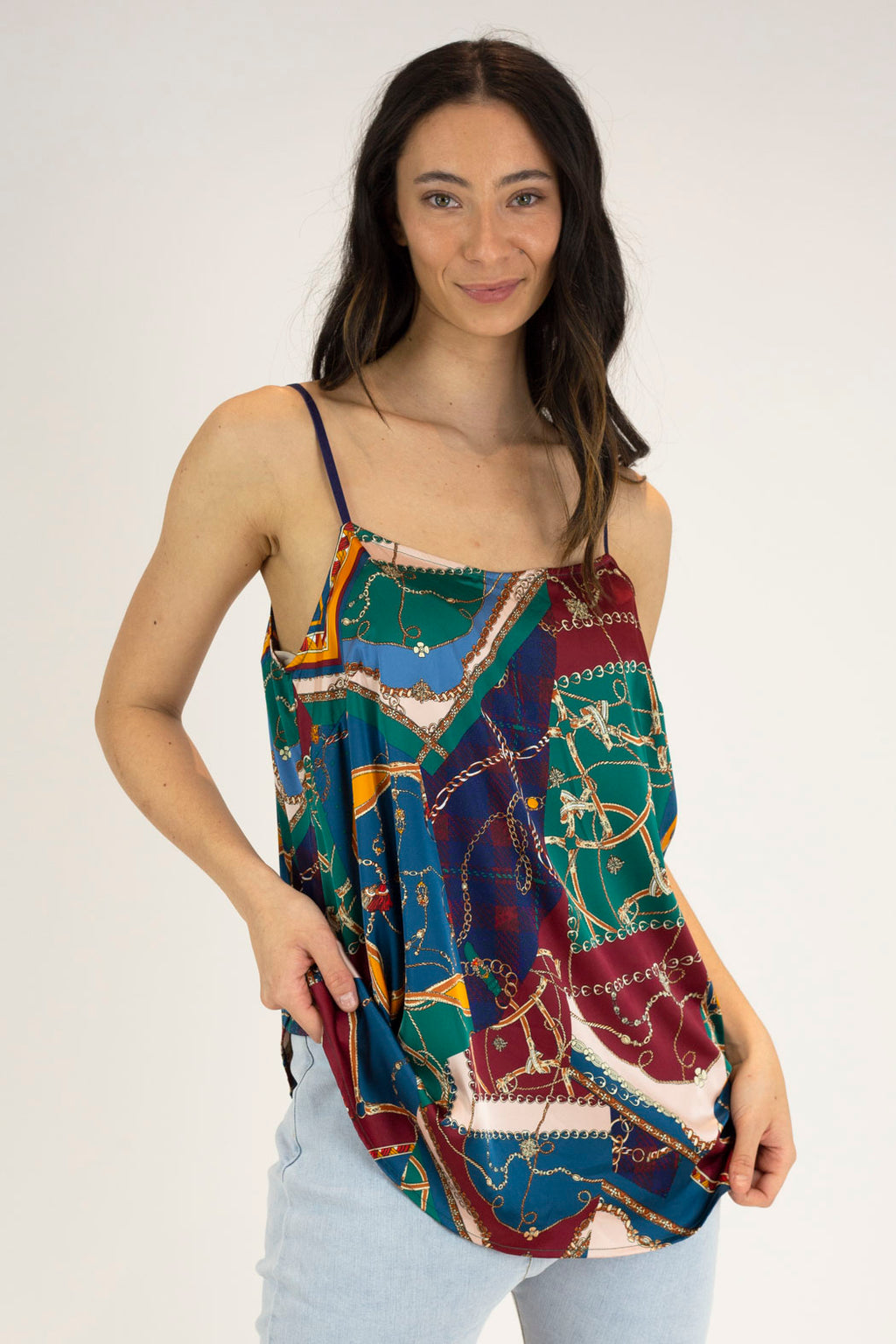 Teal Chain Silky Lily Cami - Final Sale