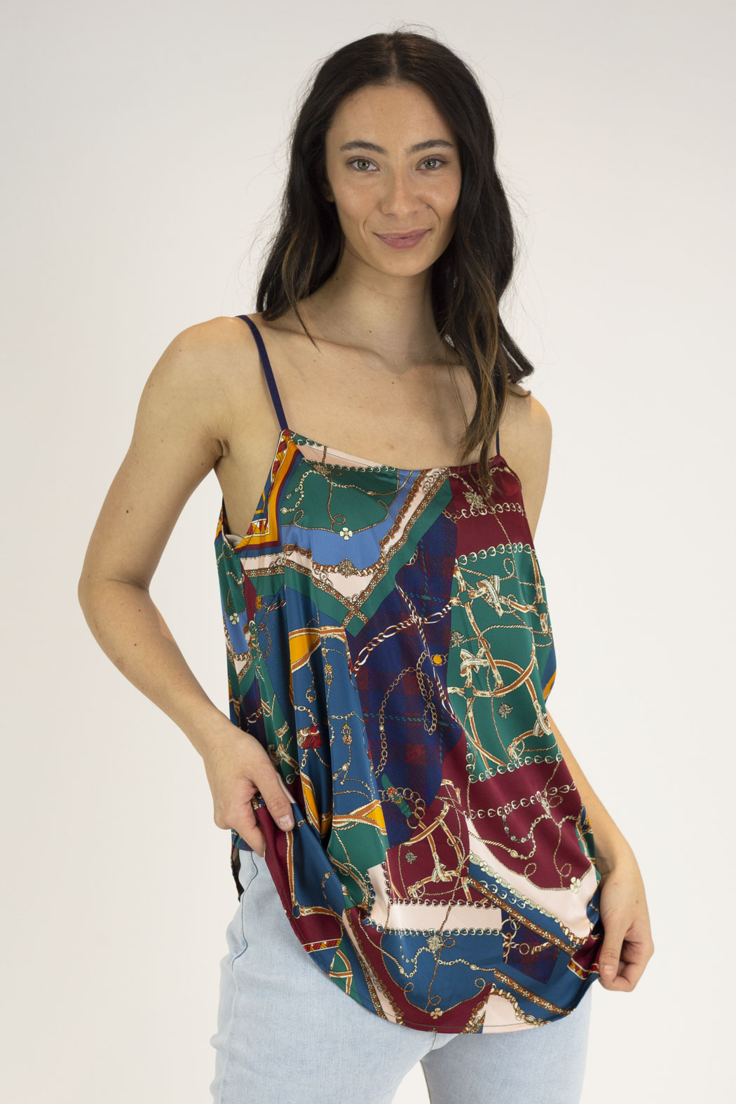 Teal Chain Silky Lily Cami - Final Sale