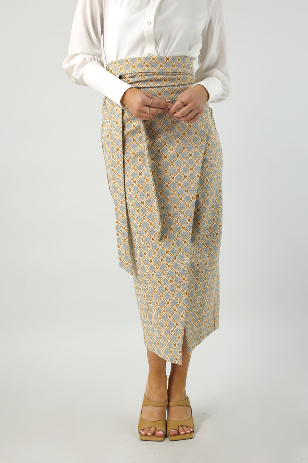 Silver Print Wrap Skirt - FINAL SALE