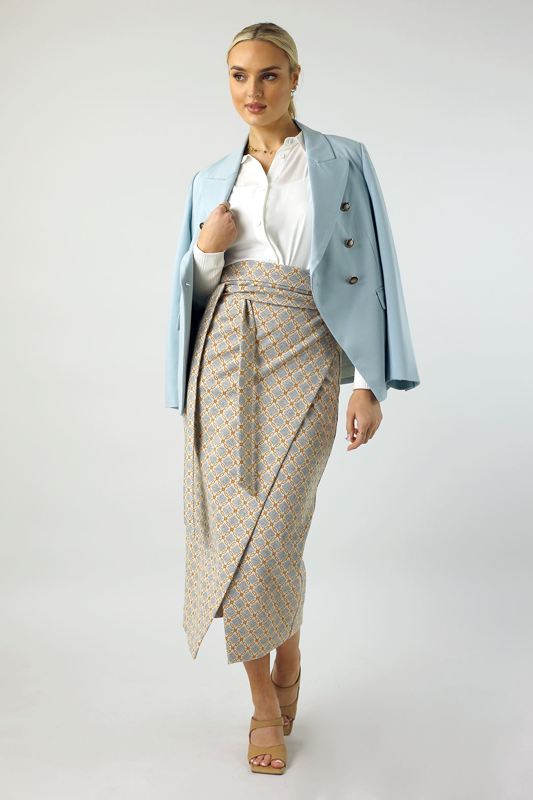Silver Print Wrap Skirt - FINAL SALE