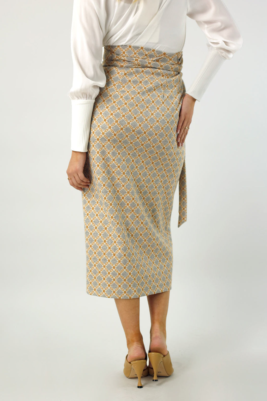 Silver Print Wrap Skirt - FINAL SALE