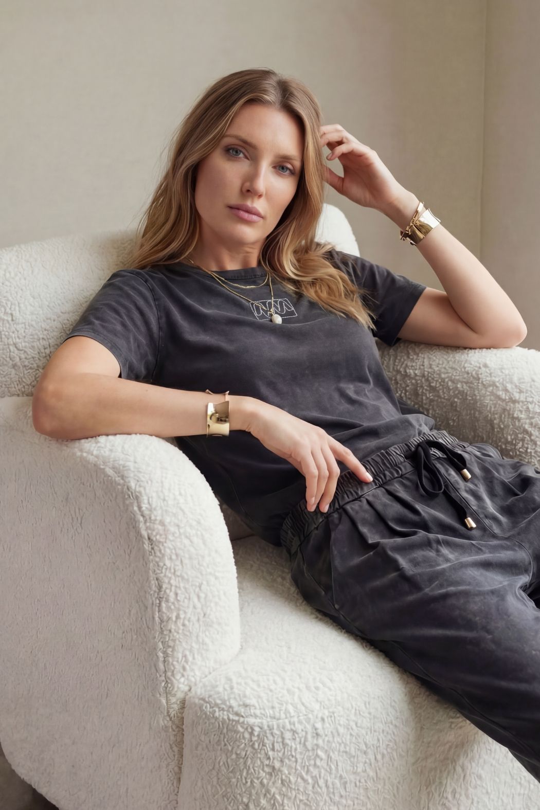 Charcoal Washed Cotton Emblem T-Shirt