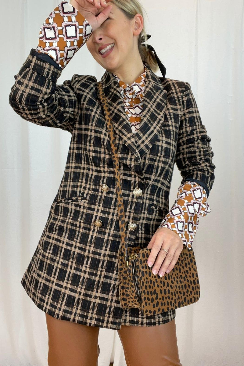 Tan & Black Tuck Sleeve Blazer - SALE