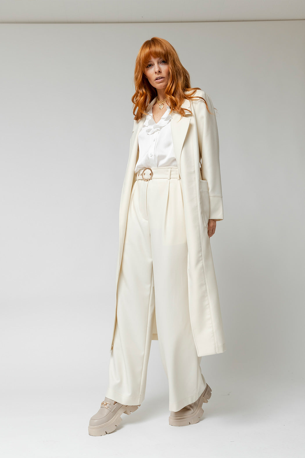 Ivory Twill Cleo Belt Pant