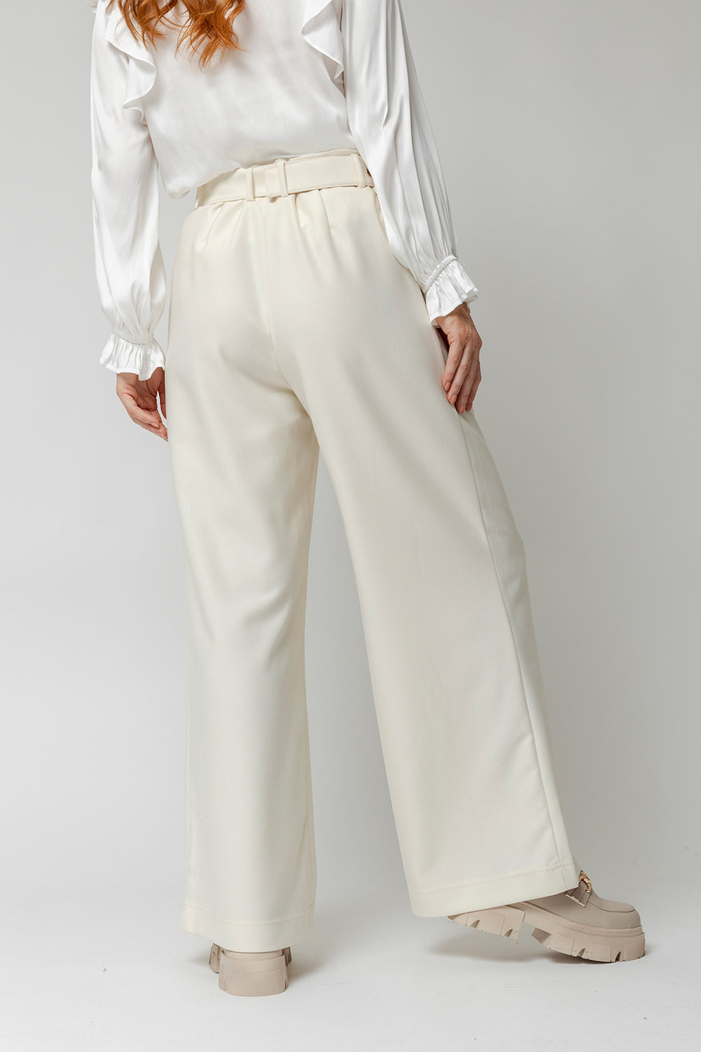 Ivory Twill Cleo Belt Pant