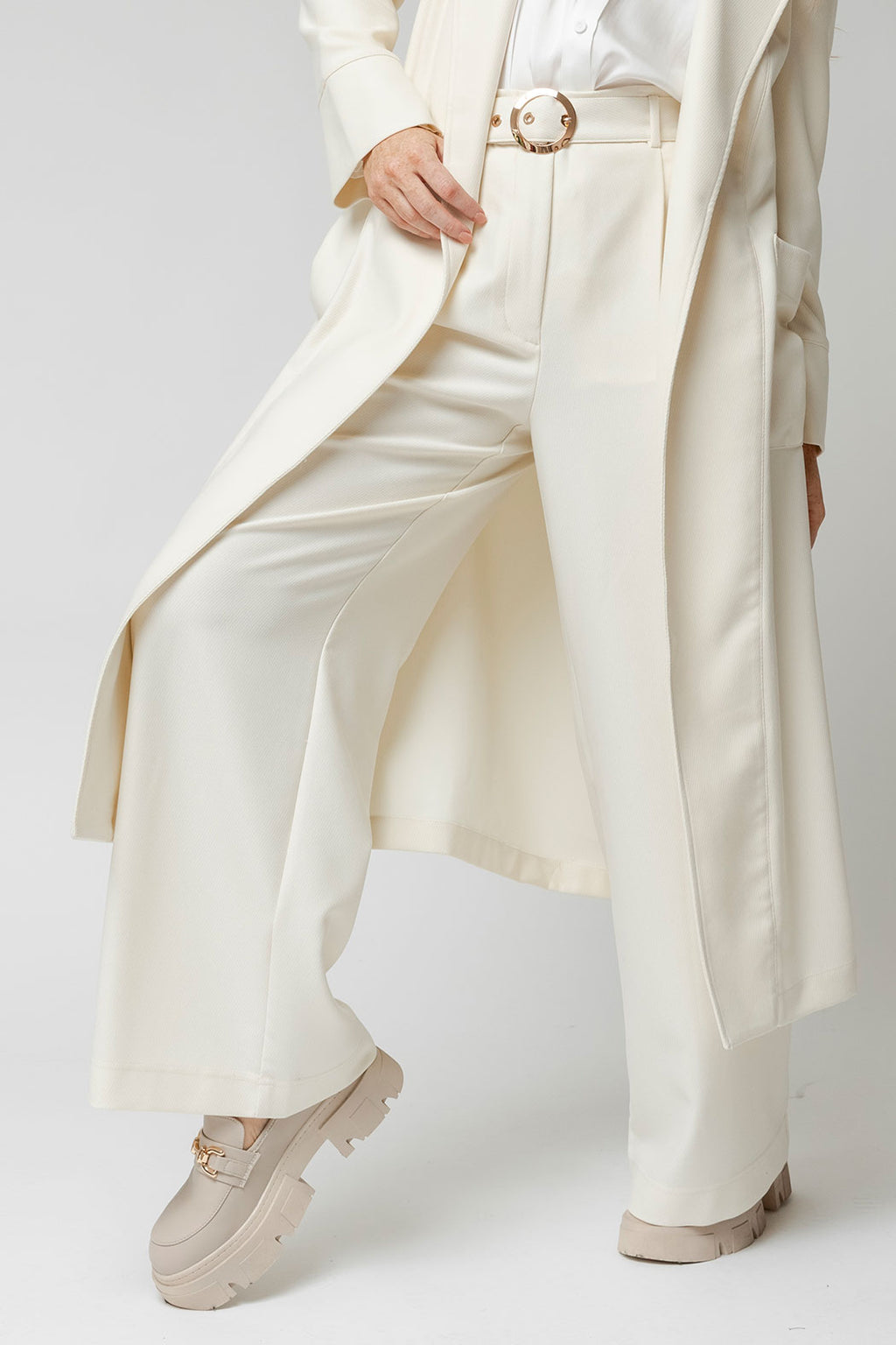 Ivory Twill Cleo Belt Pant