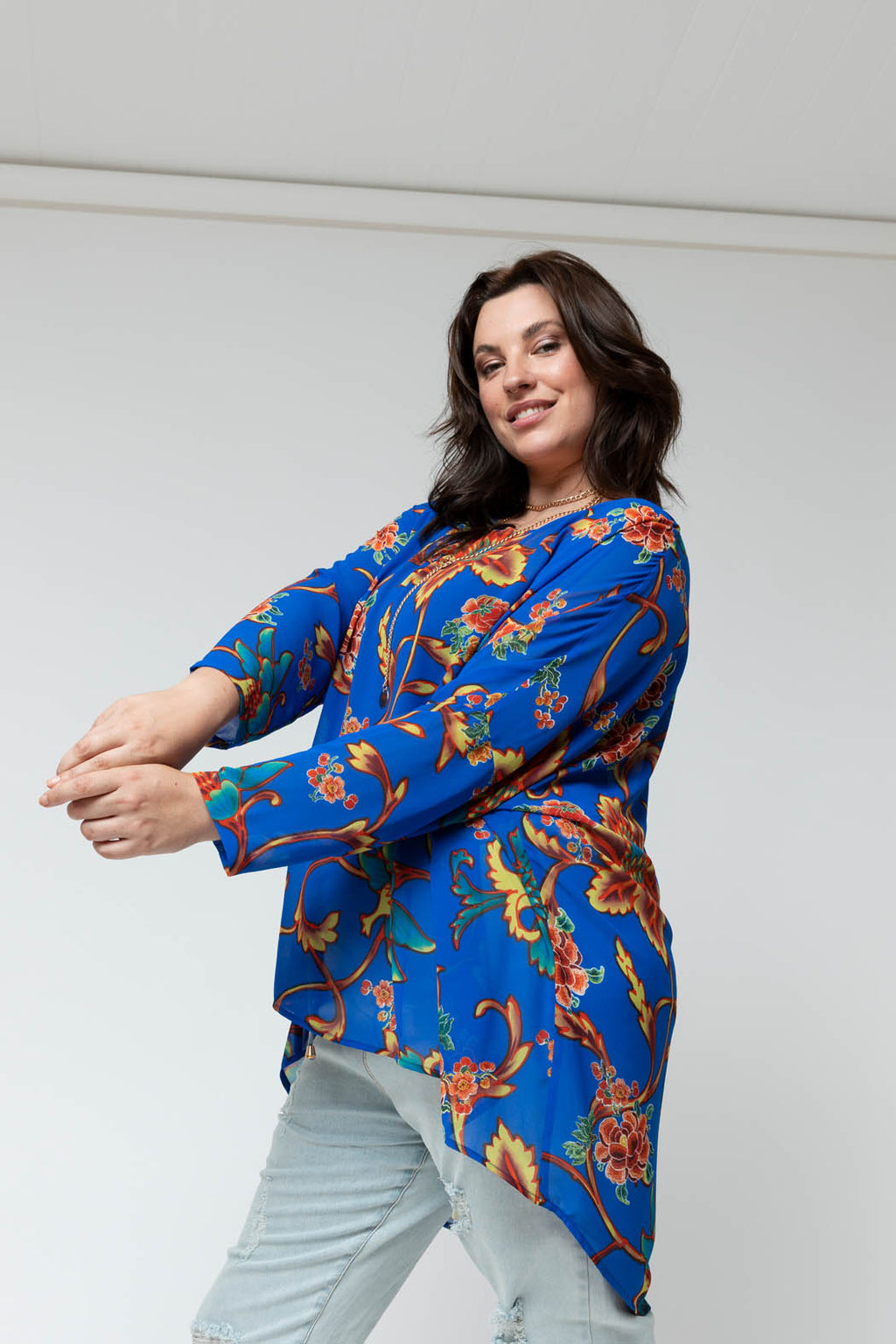 Cobalt Chiffon Oversized Top - Sale