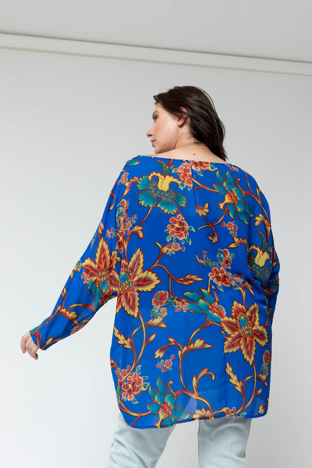 Cobalt Chiffon Oversized Top - Sale