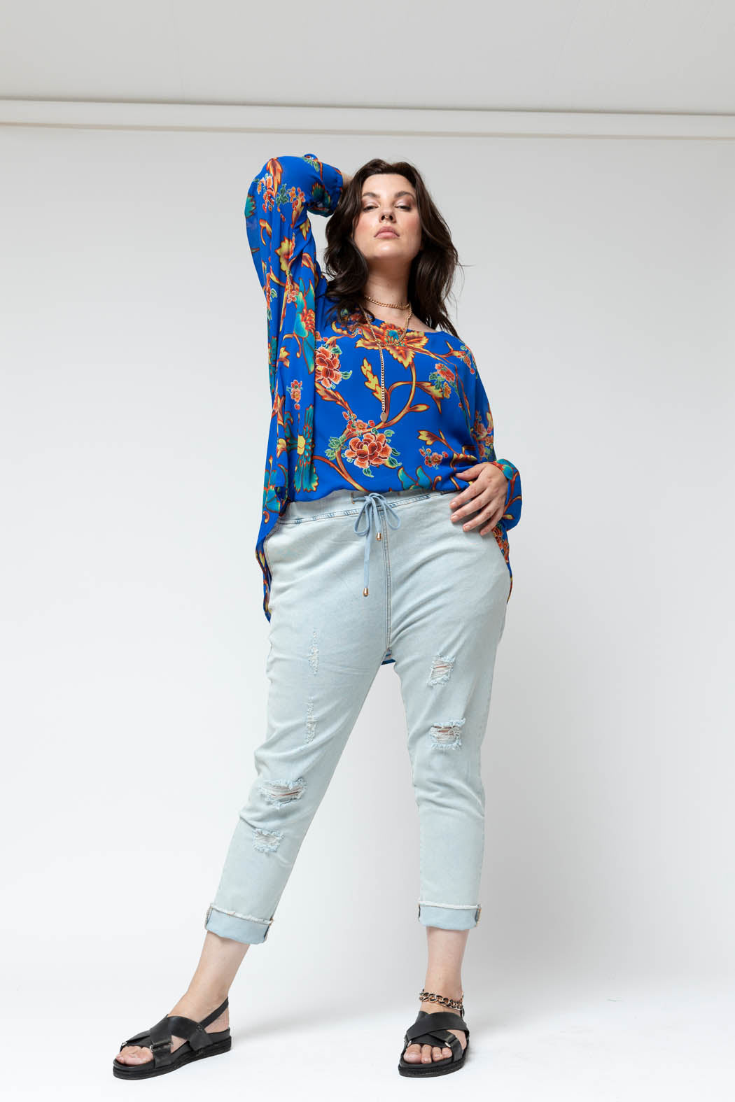 Cobalt Chiffon Oversized Top - Sale