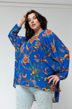 Cobalt Chiffon Oversized Top - Sale