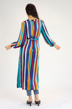 Stripe Silky Wrap Dress - Final Sale