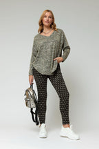 Black Gold Sparkle V Neck Top Jumper - Sale