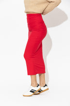Crimson Tencel Roll Top Skirt