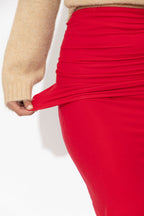 Crimson Tencel Roll Top Skirt