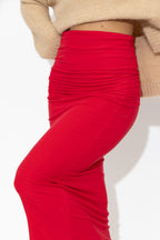 Crimson Tencel Roll Top Skirt